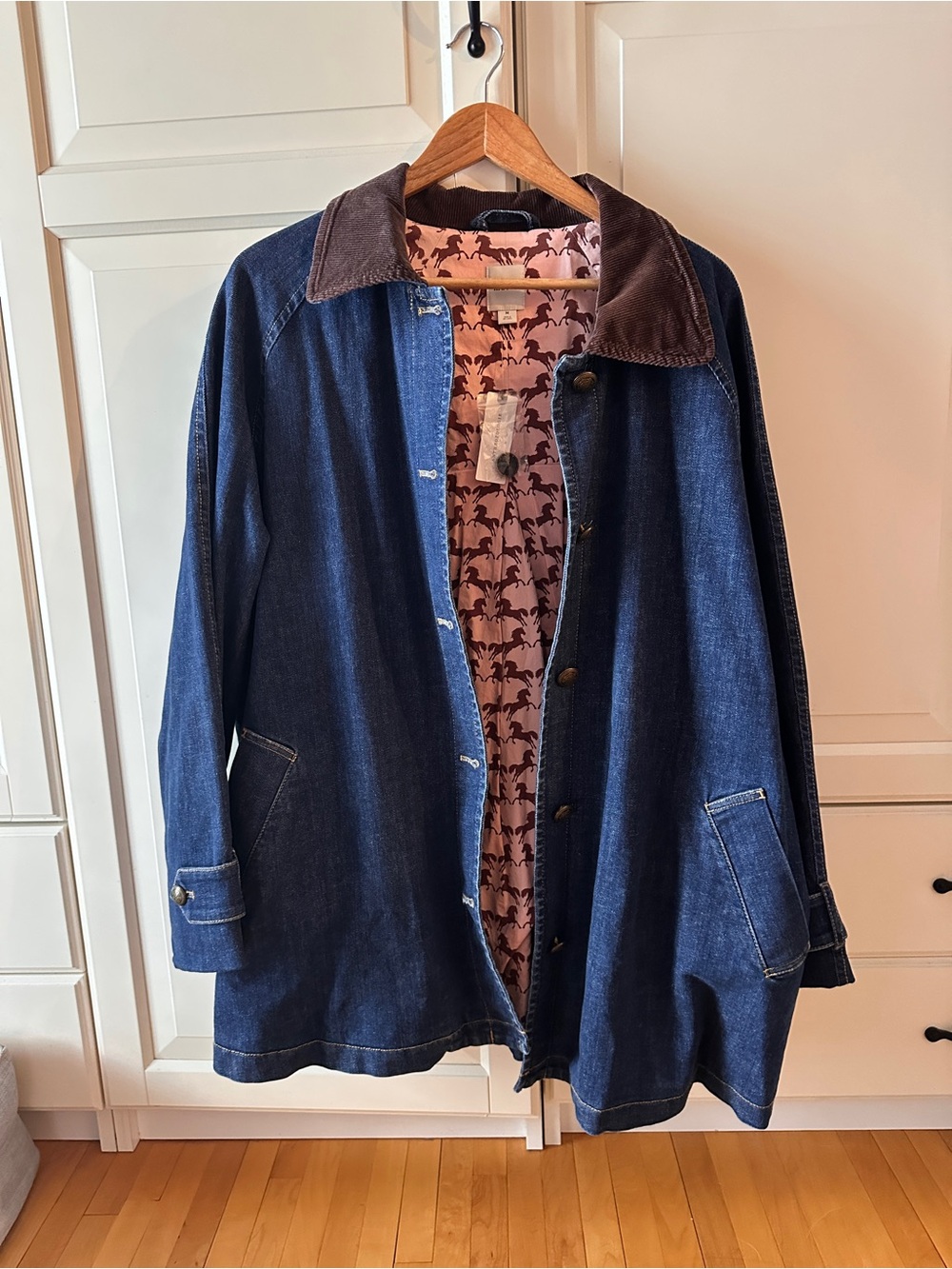 Anthropologie - Maeve Dark Blue Denim Barn Coat